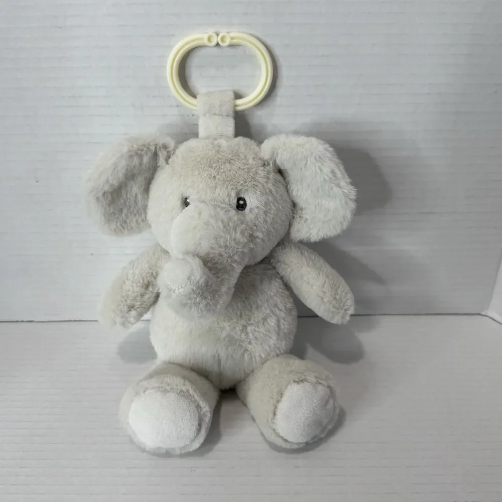Kellytoy Kelly Baby Gray Elephant Rattle Plush Crinkle Ears Hanging Clip - Picture 1 of 8